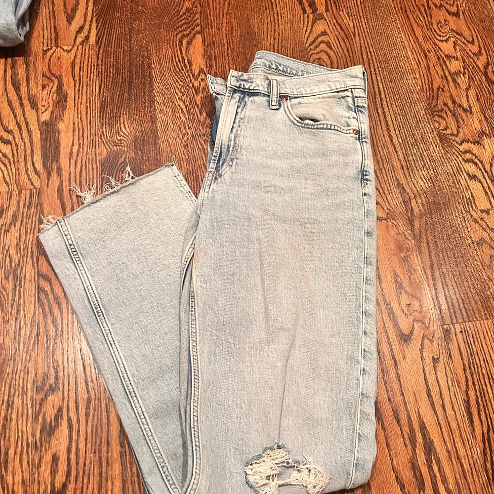 Women's Light Blue Distressed Jeans